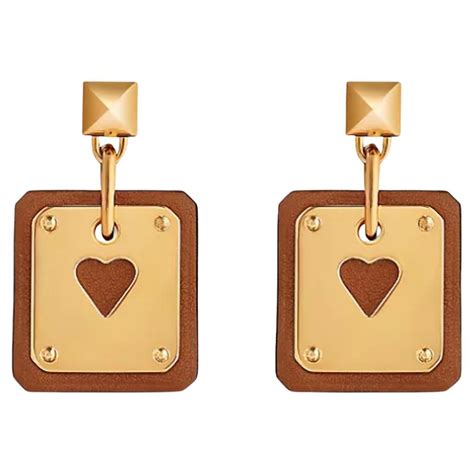 Hermes As de Coeur earrings Swift calfskin with gold plated